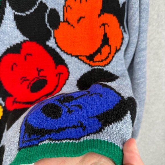 VTG Mickeys Stuff Kids Knit Sweater Size M 10/12 Colorful Mickey Face Disney - Picture 3 of 9